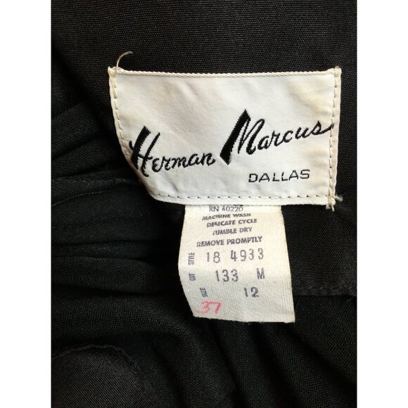 Herman Marcus Black Velvet Long Sleeve Midi Dress Size 12 Ruffle Dark Coquette - Picture 5 of 9